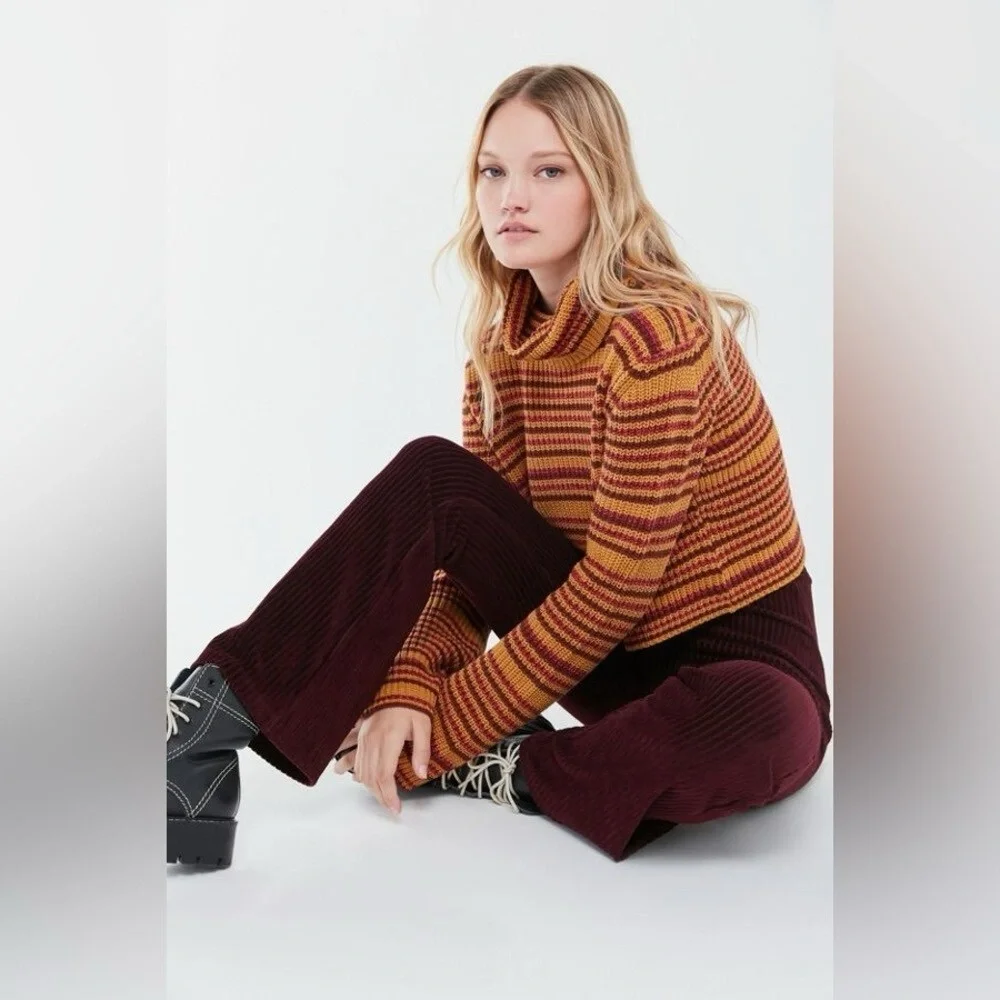 Urban Outfitters Mackenna Striped Turtleneck Sweater - Picture 1 of 5